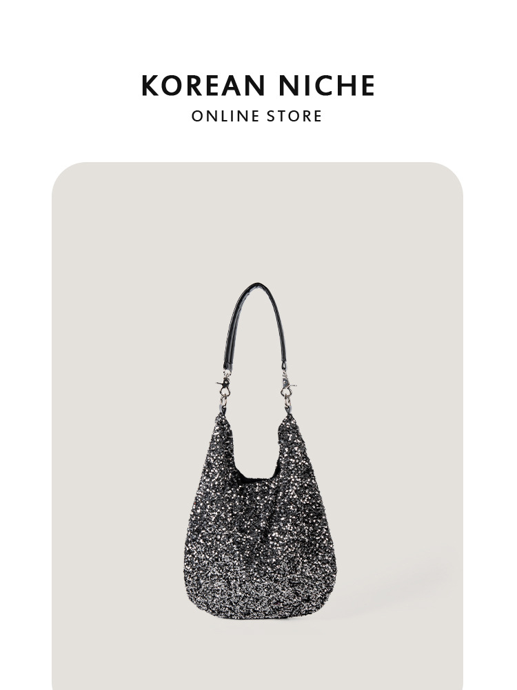 Korean-Style Niche Design Personality Fashion Sequined Tote New Style Versatile Large-Capacity Handbag Shoulder Bag For Women