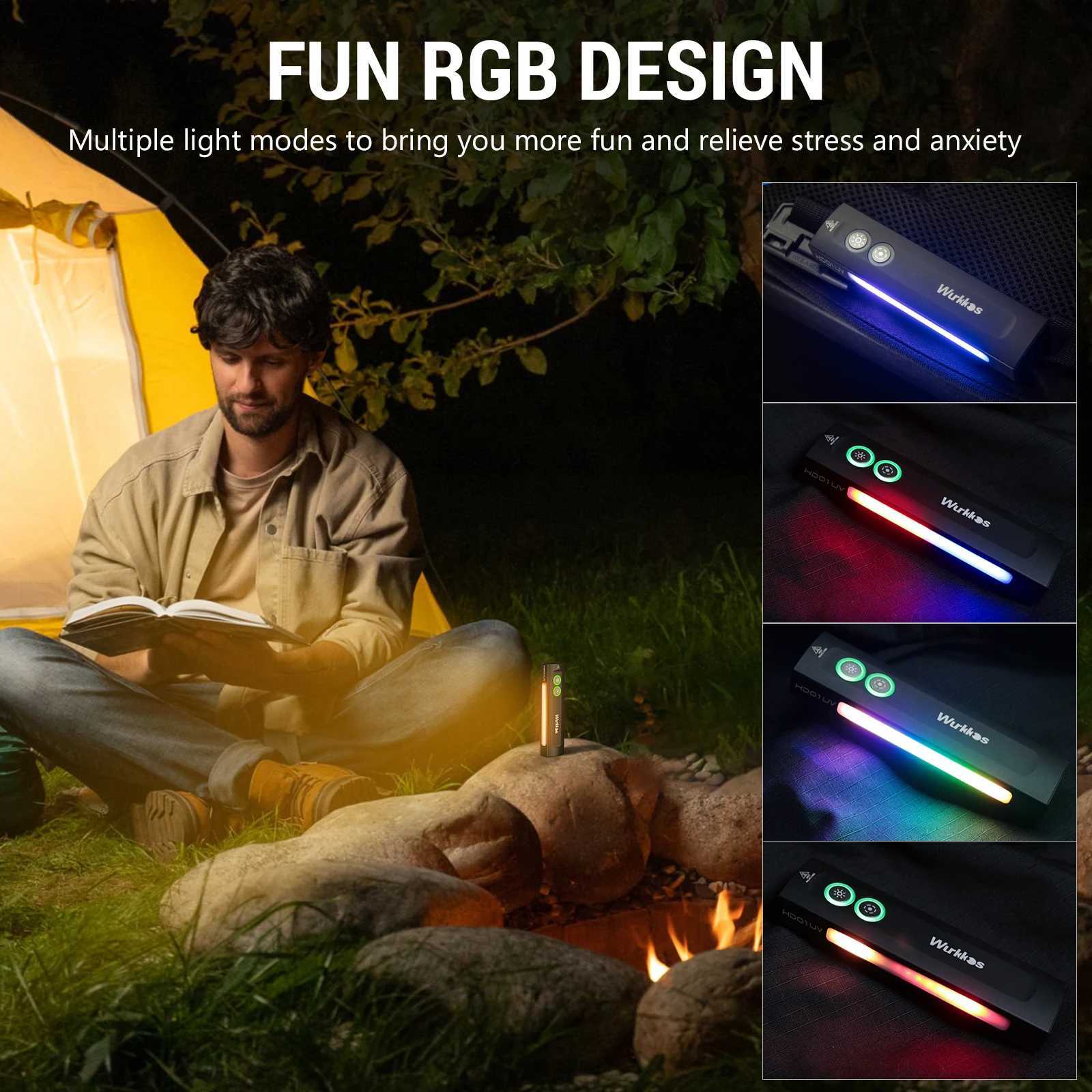 Wurkkos HD01 UV Multifunctional EDC Flashlight 1200 LM with 365nm UV light White flood 90CRI LED Side RGB Lights IP65 Waterproof C250915