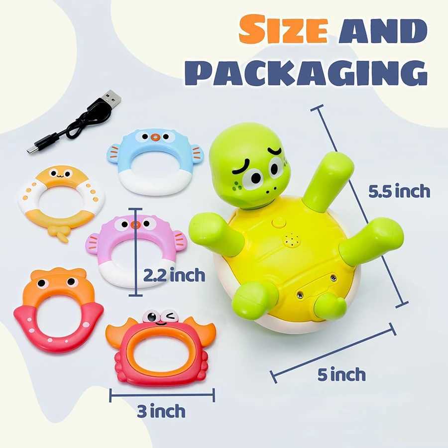 Baby Bath Toys Toddler Bath Toys for Kids Rechargeable Swimming Turtle Bath Toy with 5 Rings Bathtub Spray Toy for Baby Toys C250915
