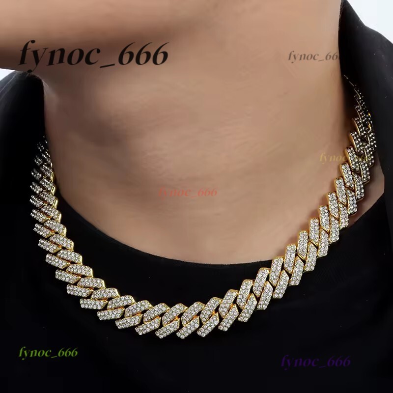 Wholesale Choker Cuban Link Chain 24k Gold Diamond Jewelry Miami 14mm Miami Chain Full Diamond Iced Out Cuban Necklace for Men