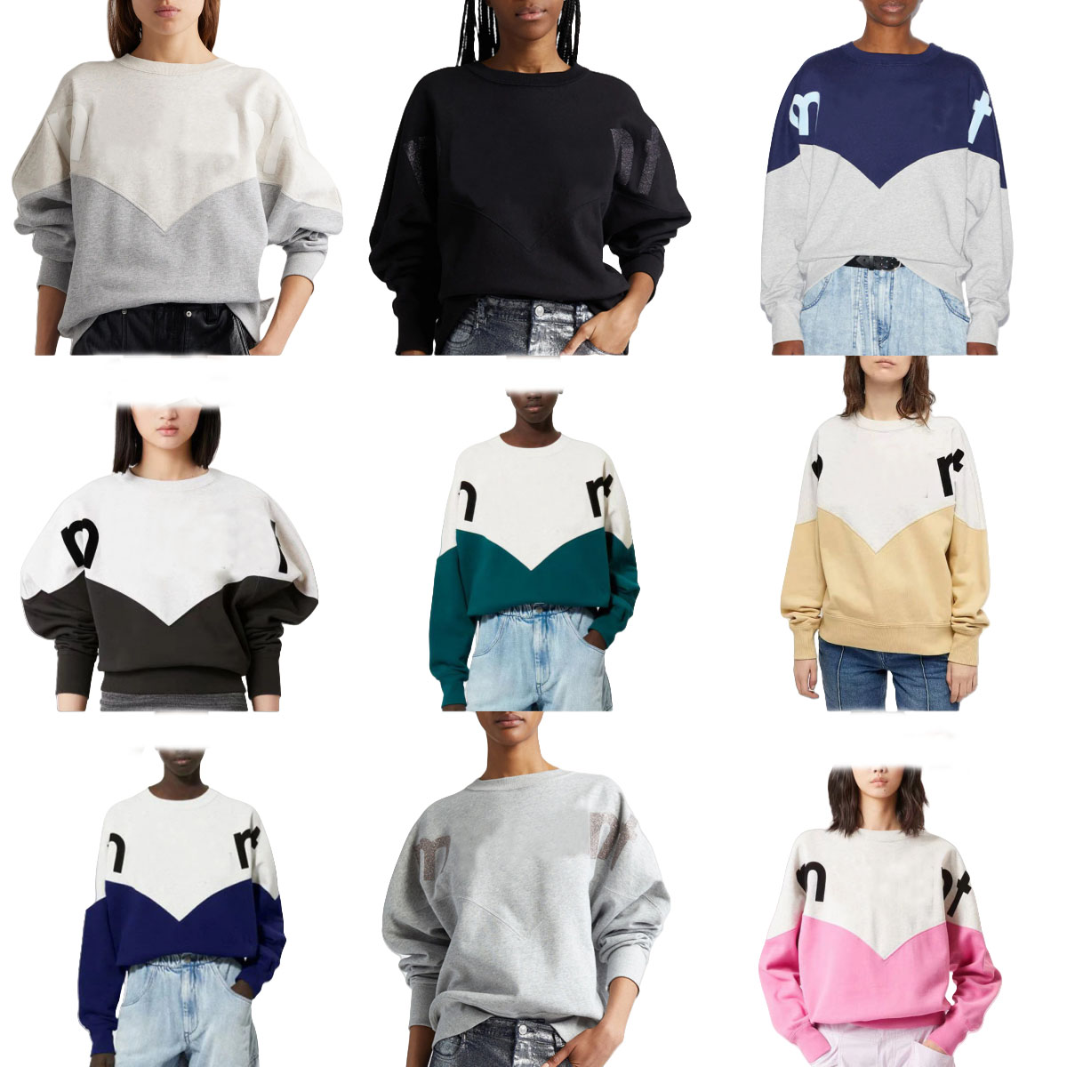 Sweatshirt 25aw Women's Luxury Designer Cotton Hoodie Sweatshirt marantad New Trendy Letter Printed Vintage Round Neck Casual Loose Pullover