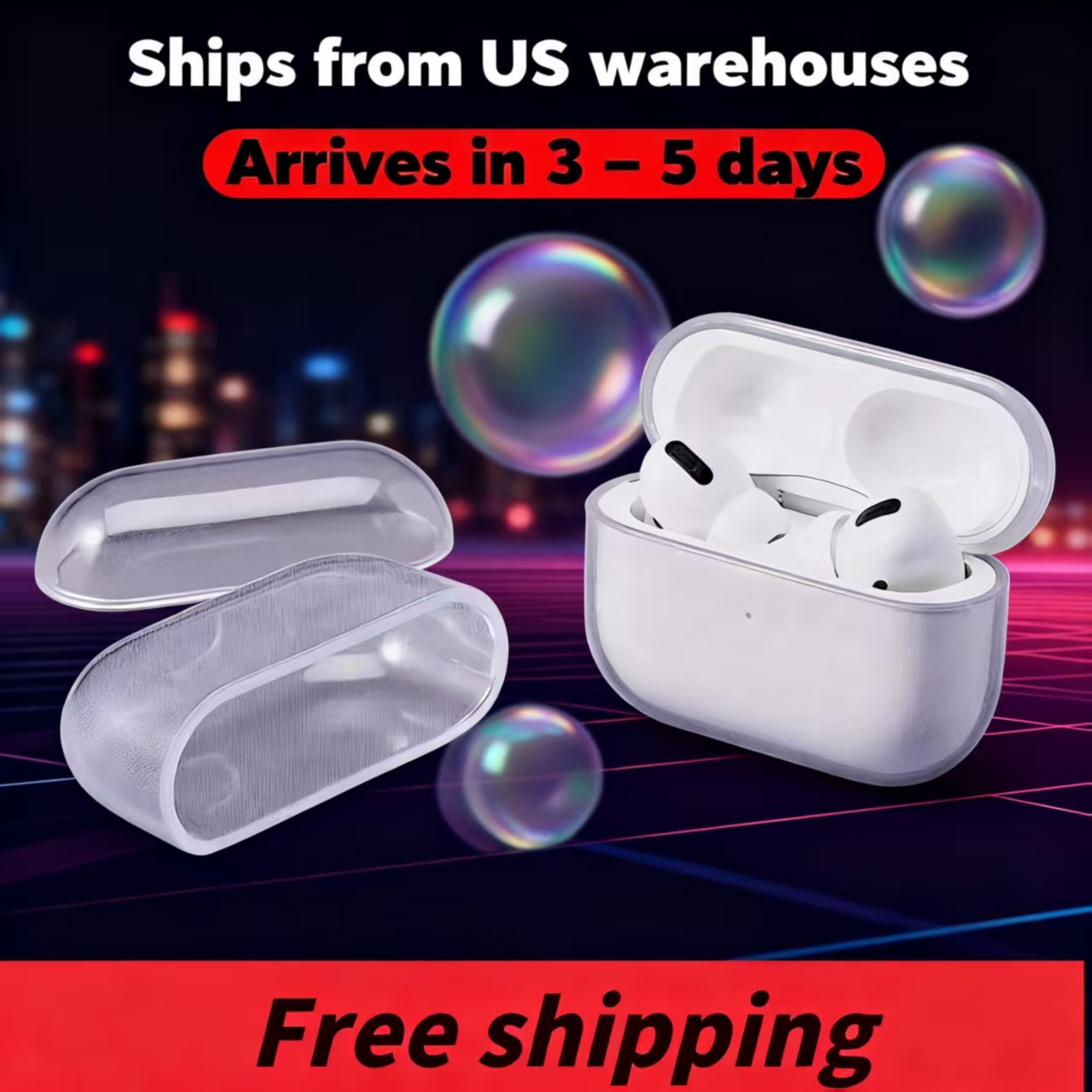 US Stock Suitable for 2nd/3rd/4th/6th/7th Generation Wireless Bluetooth Earbuds/Headphone Case Accessories: Compatible with iOS and Android, Silicone Protective Case