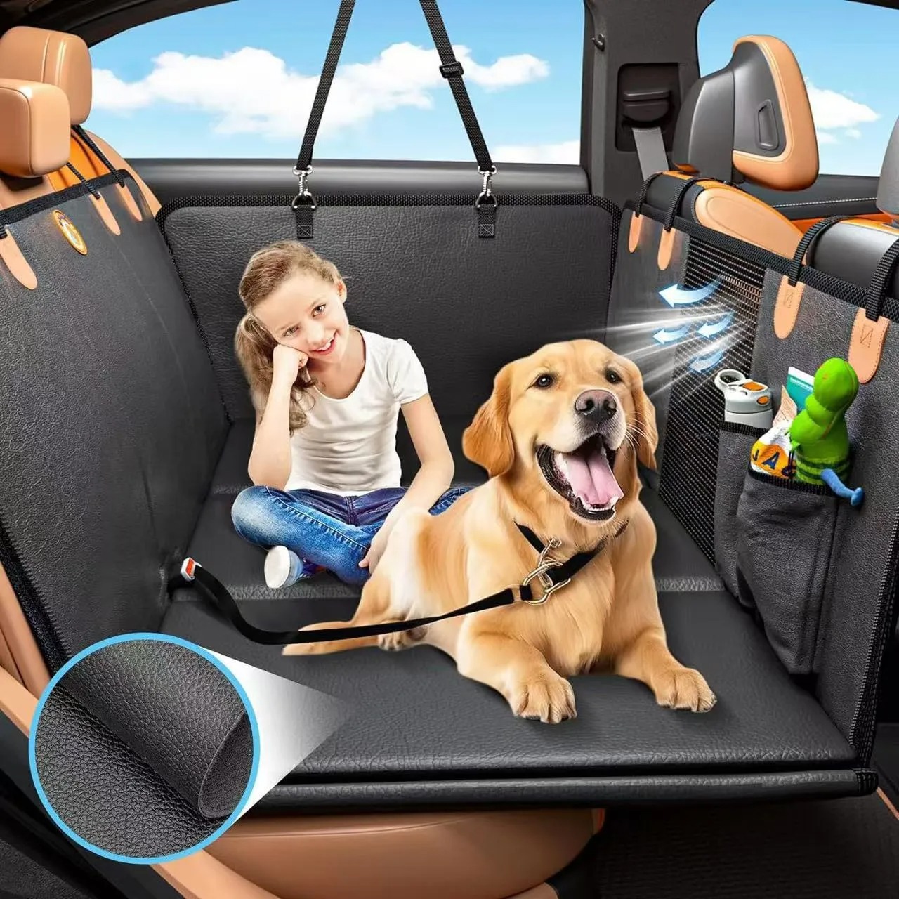 Dog Rear Seat Extension - Large Space, Dog Car Seat Cover Hard Bottom Can Support 400 pounds approximately kilograms