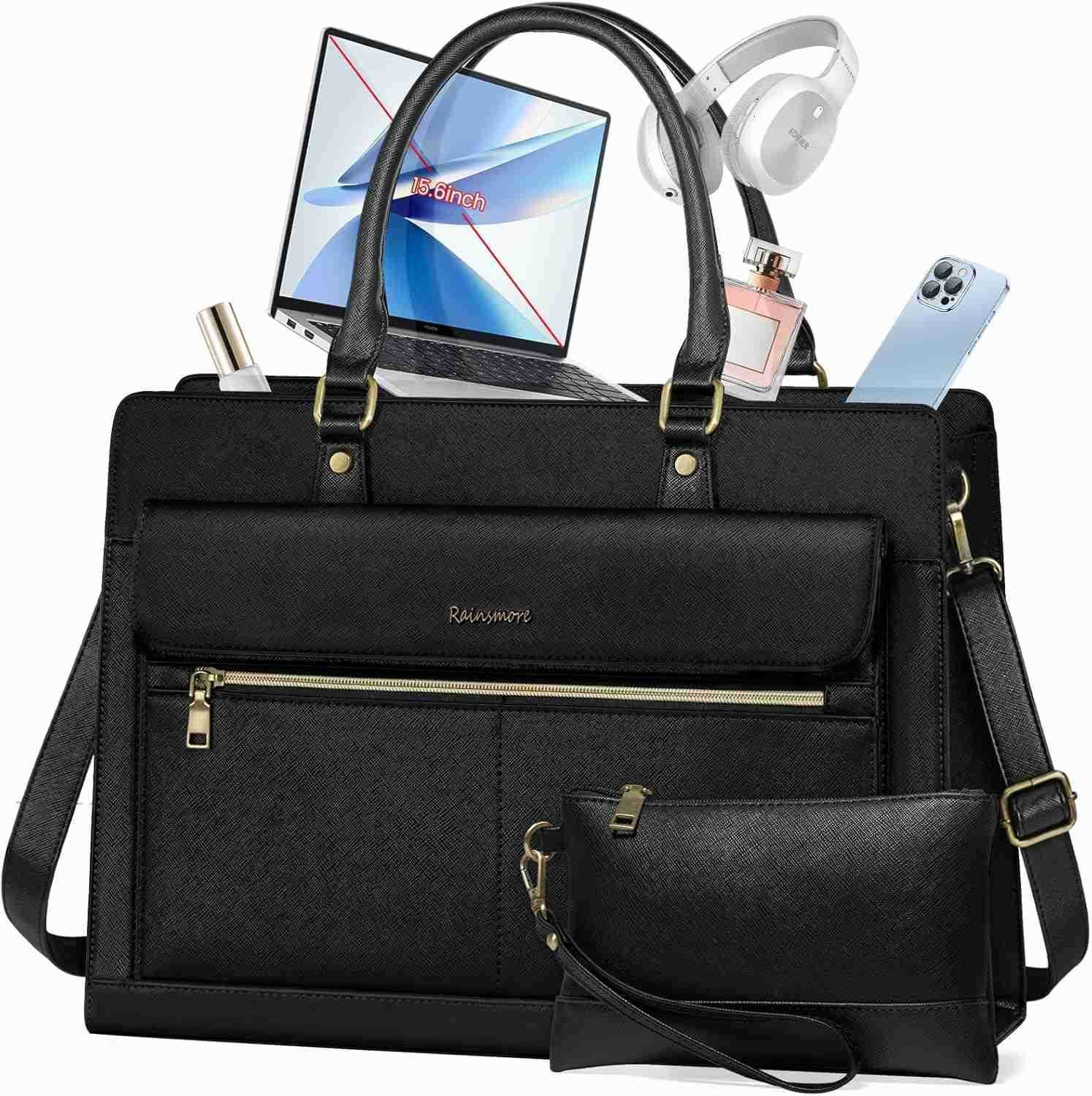 Laptop Bag for Women 156 Inch Laptop Tote Bag Business Office Work Bags Professional Briefcase Waterproof Leather PU Computer Bag Teacher Shoulder Bag