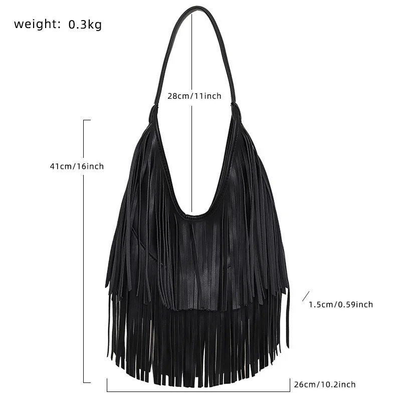 Long Tassels Women handbag Fashion Shoulder Bags for ladies hand bag Soft PU leather casual hobos armpit bag female Tote250915