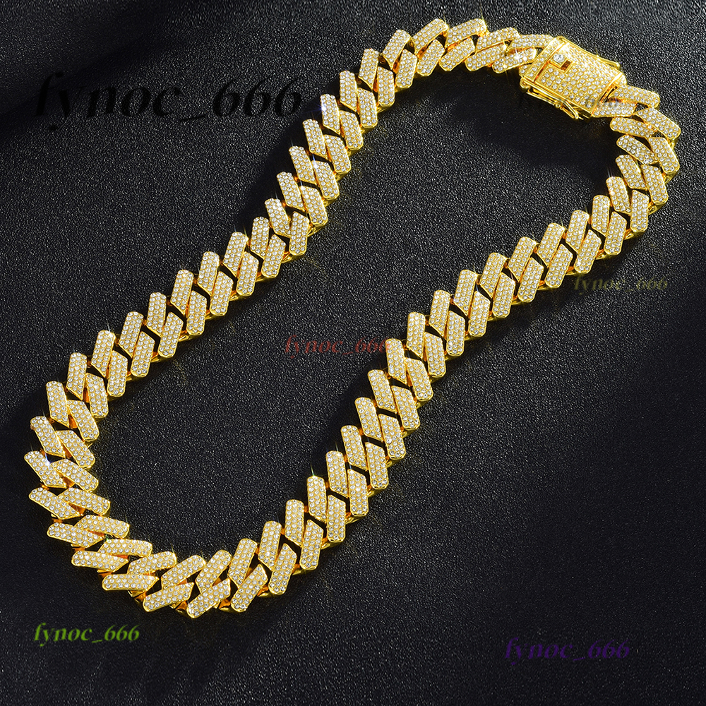 Iced Out Men Jewelry Hip Hop Micro Pave 17mm Cuban Link Chain High Quality Heavy Chunky Necklace 3 Rows Rhinestone