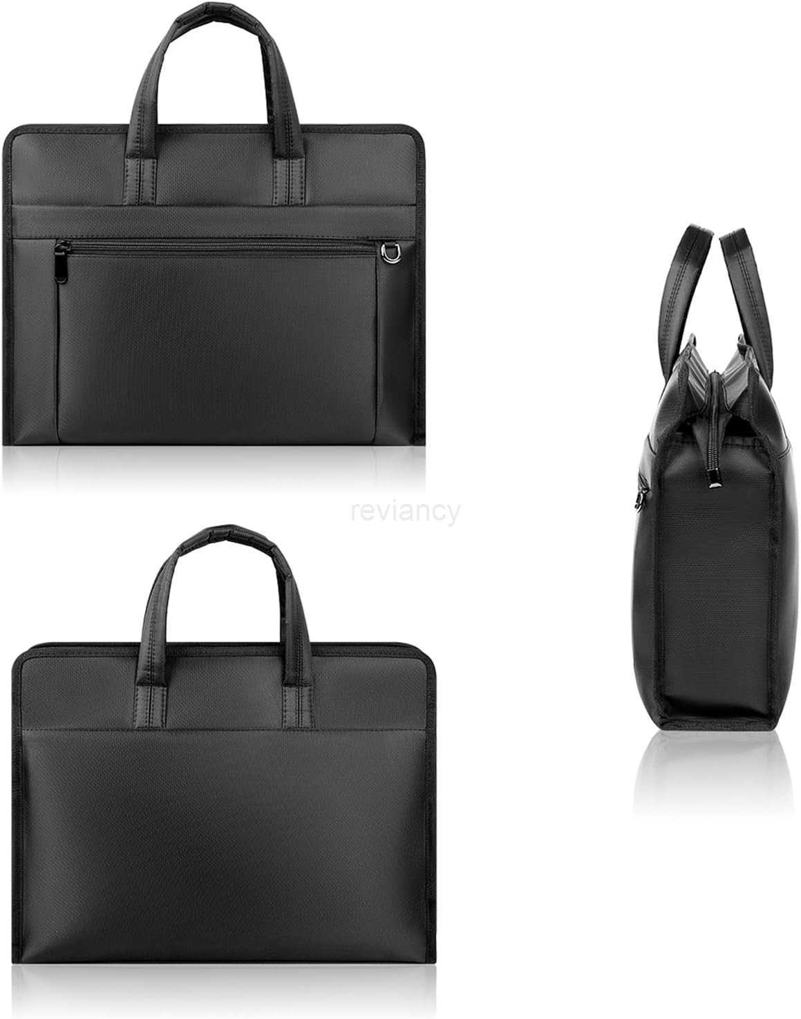 Black Oxford Handle Document Bag with Zipper Briefcase for Men File Tote Bag for Carrying Paper Files HorizontalW250914