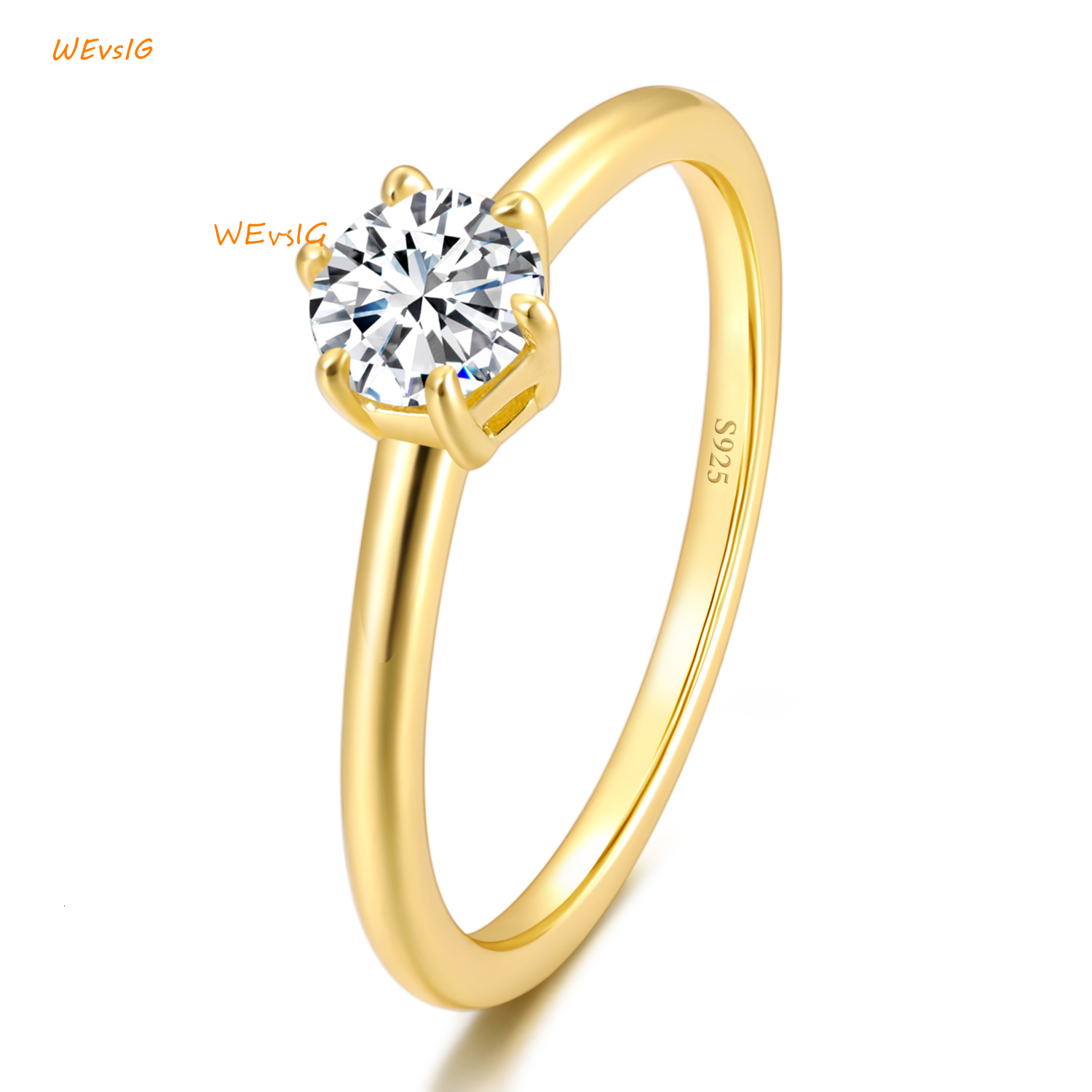 Somen 05ct 14k Gold Plated Moissanite Rings Women Fashion Sterling Silver Minimalist Jewelry Wedding Mossinate Diamond Ring
