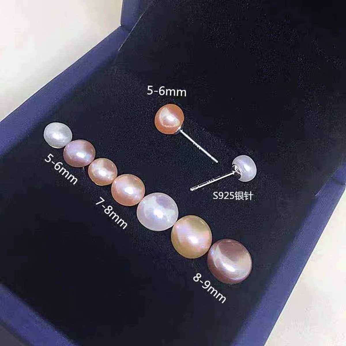 Women Freshwater Pearl Earrings Stud with 925 Sterling Silver Needle Real Fresh Water Cultured Pearls Ear Studs Girl Color SizeXJ250915