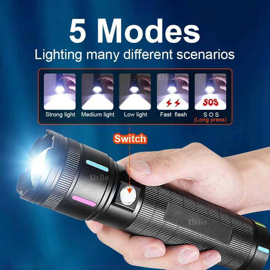 2025 NEW Ultra Bright Flashlights 900000000LM Powerful Rechargeable Tactical Torch 5000M Portable Lamp Outdoor Camping Lantern C250915