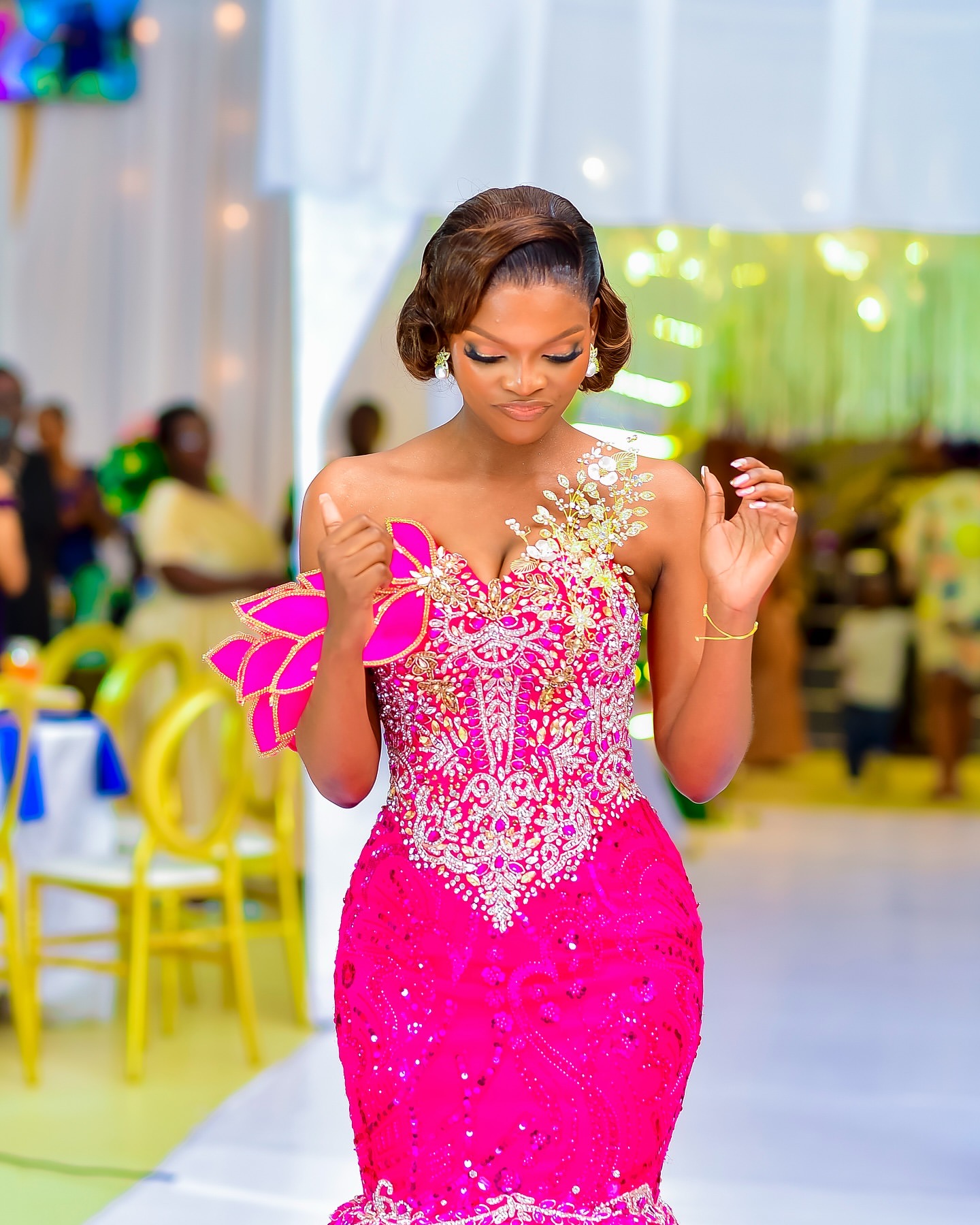 Aso Ebi Fuchsia Mermaid Prom Dresses 2025 Lace Crystals Florals Evening Formal Party Second Birthday Engagement Gowns Plus Size Dress For Special Occa