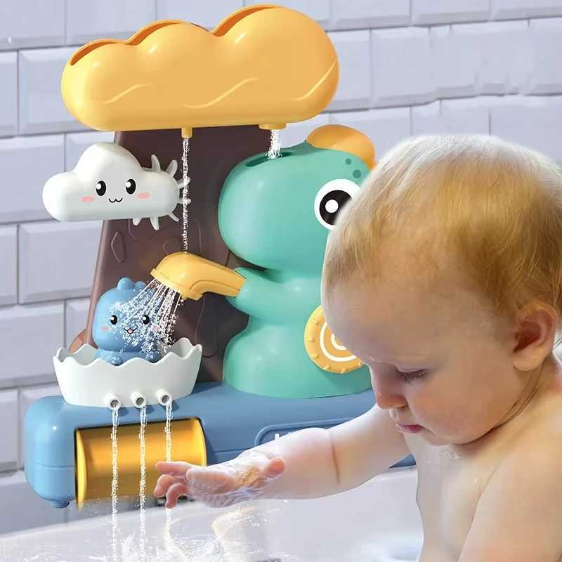 Baby Bathroom Water Toys Cartoon Animals Dinosaurs Suction Cup Pipe Assembly Bath Shower Head Children Bathe Play Water Game Toy C250915