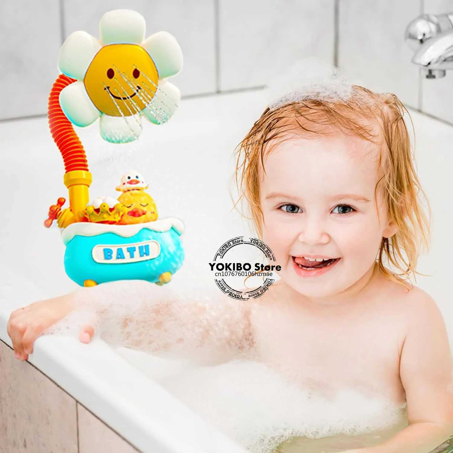 Baby Bath Toys Bath Shower for Toddler 4 in 1 Bathtub Toy with Sunflower Shower 3 Water Spray Sprinkler BathTub Toys for Baby C250915