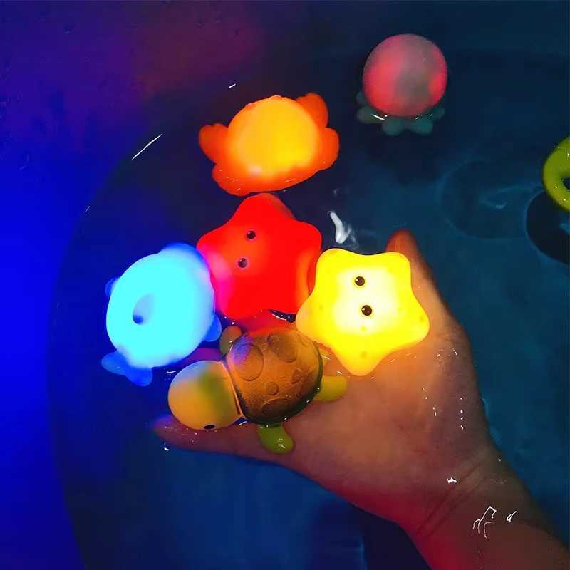 Cute Animals Bath Toy Swimming Water LED Light Up Toys Soft Rubber Floating Induction Luminous Toy Kids Bathroom Water Play Gift C250915