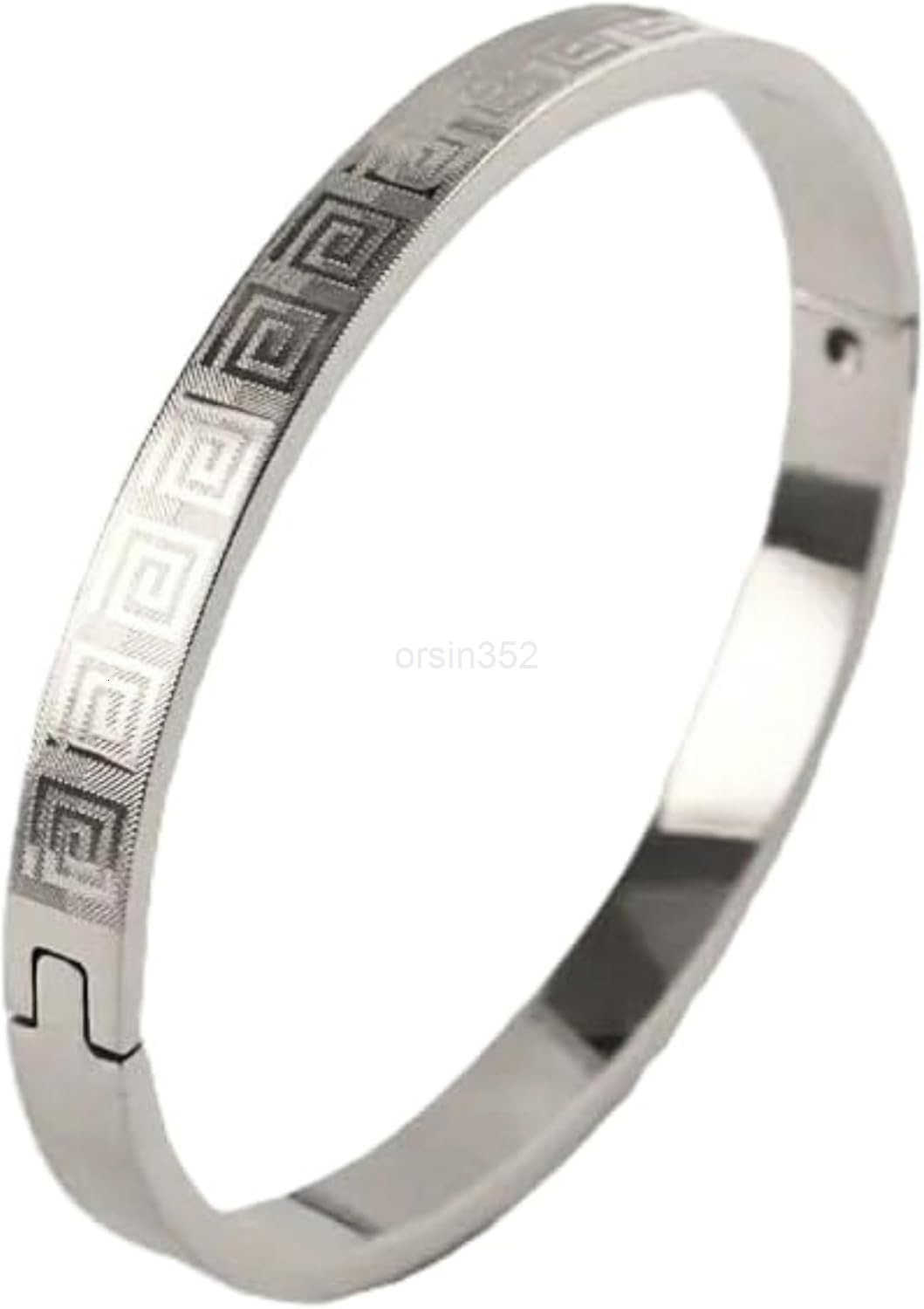 Style Classic Greek Key Design Bangle Bracelet SilverPlated Cuff Bracelet for Men Women FoldOver Clasp with Exquisite Pouch BoxW250915