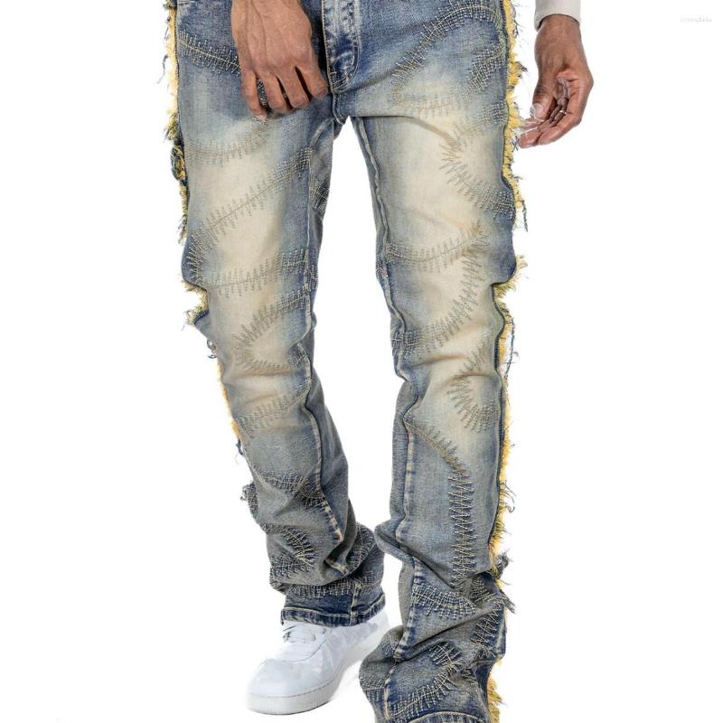Men's Jeans European And American Summer Style Micro-Flared Embroidered