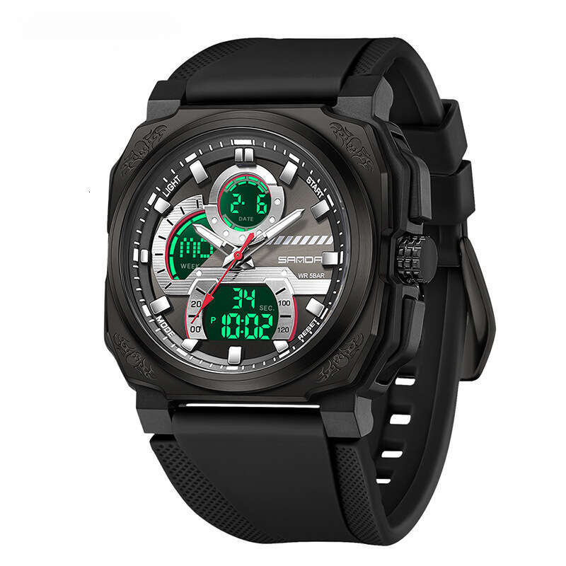 DHwatches Men's Electronic Quartz Multi-Function Alarm Clock Reminder Student Fashion Square Sports Watch