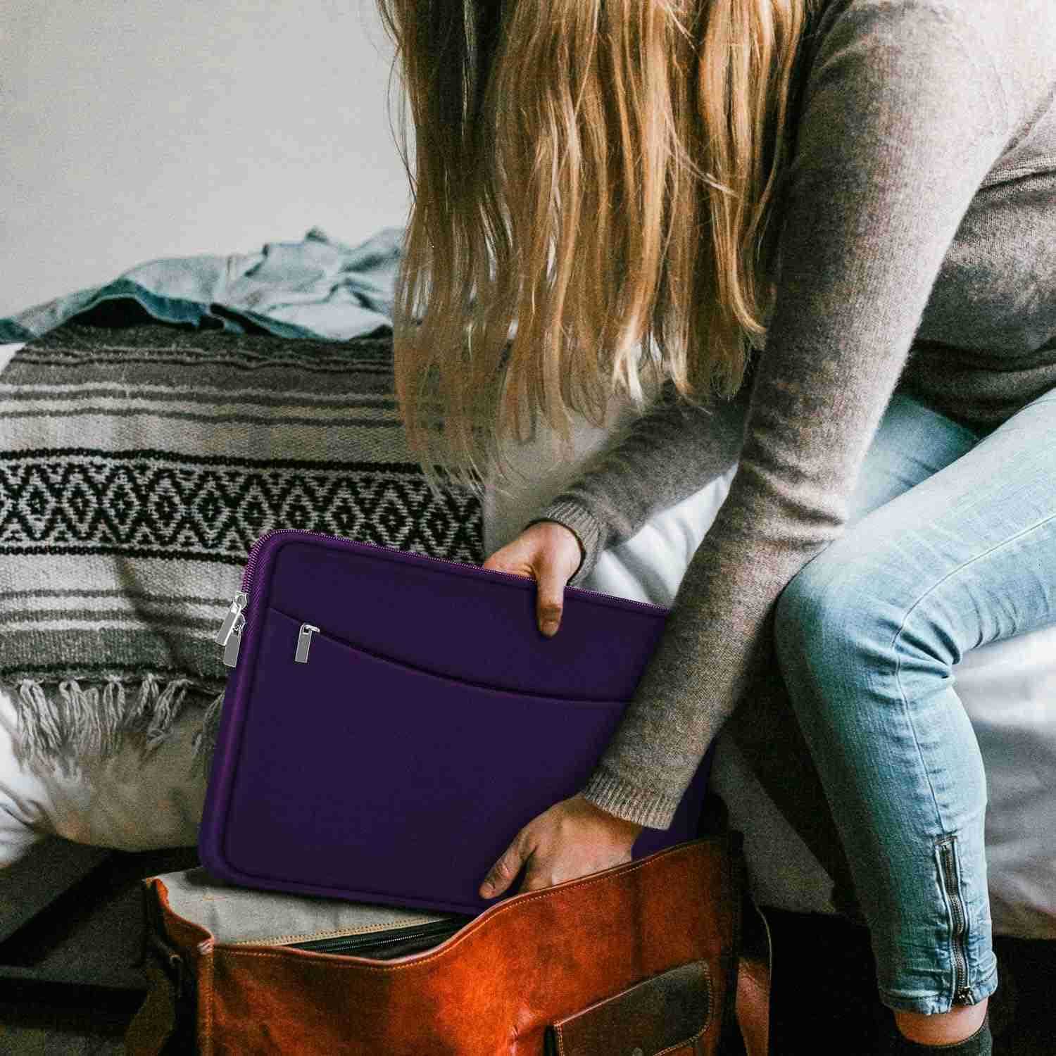 Laptop Sleeve Case 14 inch Shockproof Protective Laptop Cover Briefcase Carrying Computer Bag with Accessory Pocket Portable Computer Sleeve for 14 Ma