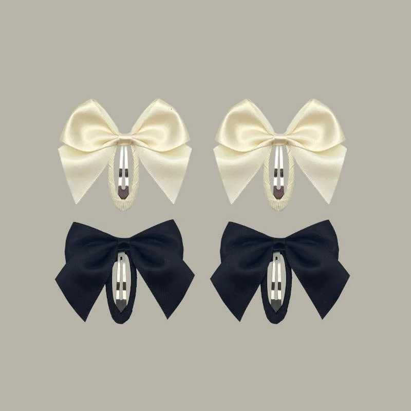2PC New Lovely Princess Black White Satin Bow Girls Hairpins Children Headwear Hairgrip Hair Clips Barrettes Hair Accessories F250915