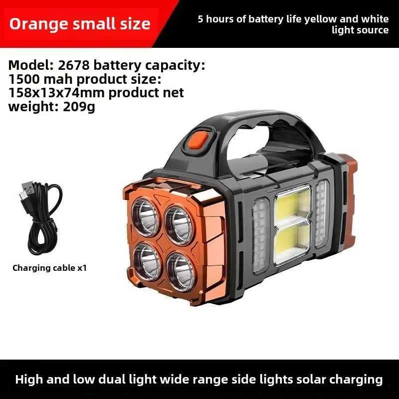 COB Multifunctional Outdoor Solar Emergency Portable Searchlight USB Rechargeable Camping Outdoor Lighting Flashlight C250915