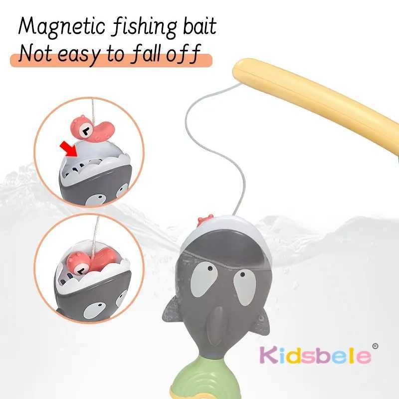 Magnetic Fishing Games Kids Bathtub Bath Toys For Toddlers Floating Swimming Fish Duck Whale Floating Water Toys For Kids Gifts C250915
