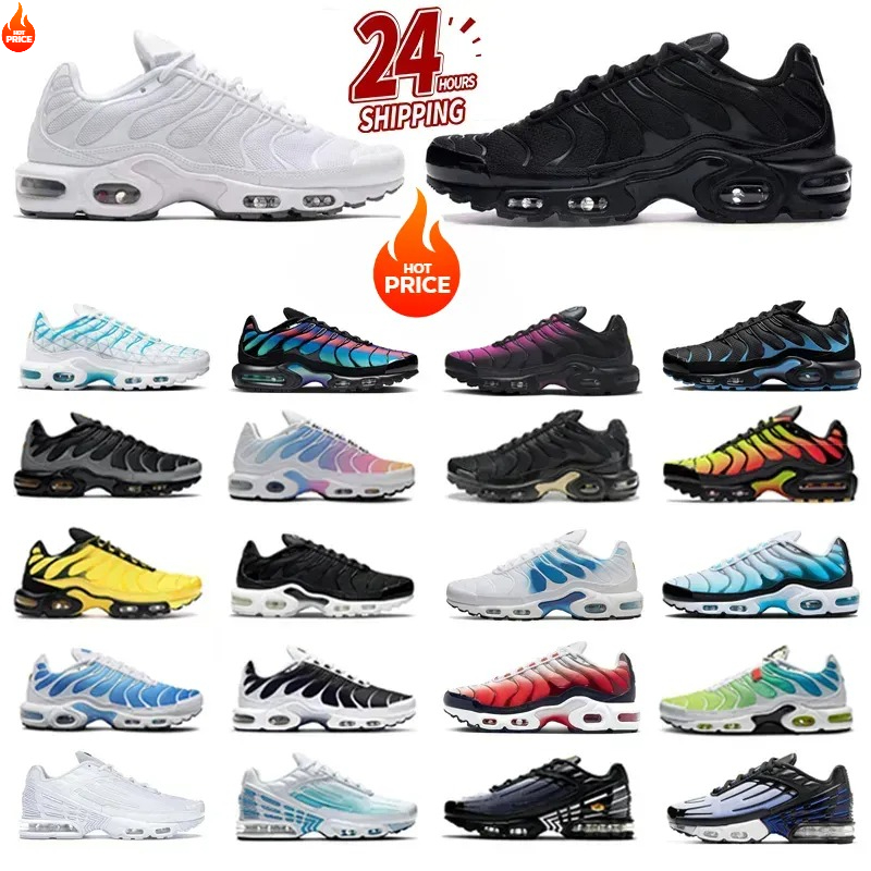 30Free shipping Tn Plus 3 Running Shoes Men Women Triple White Black Sky Blue Gradient Dusk Unity tns Plus Tennis Breathable Mens Trainers outdoor Sports Sneakers