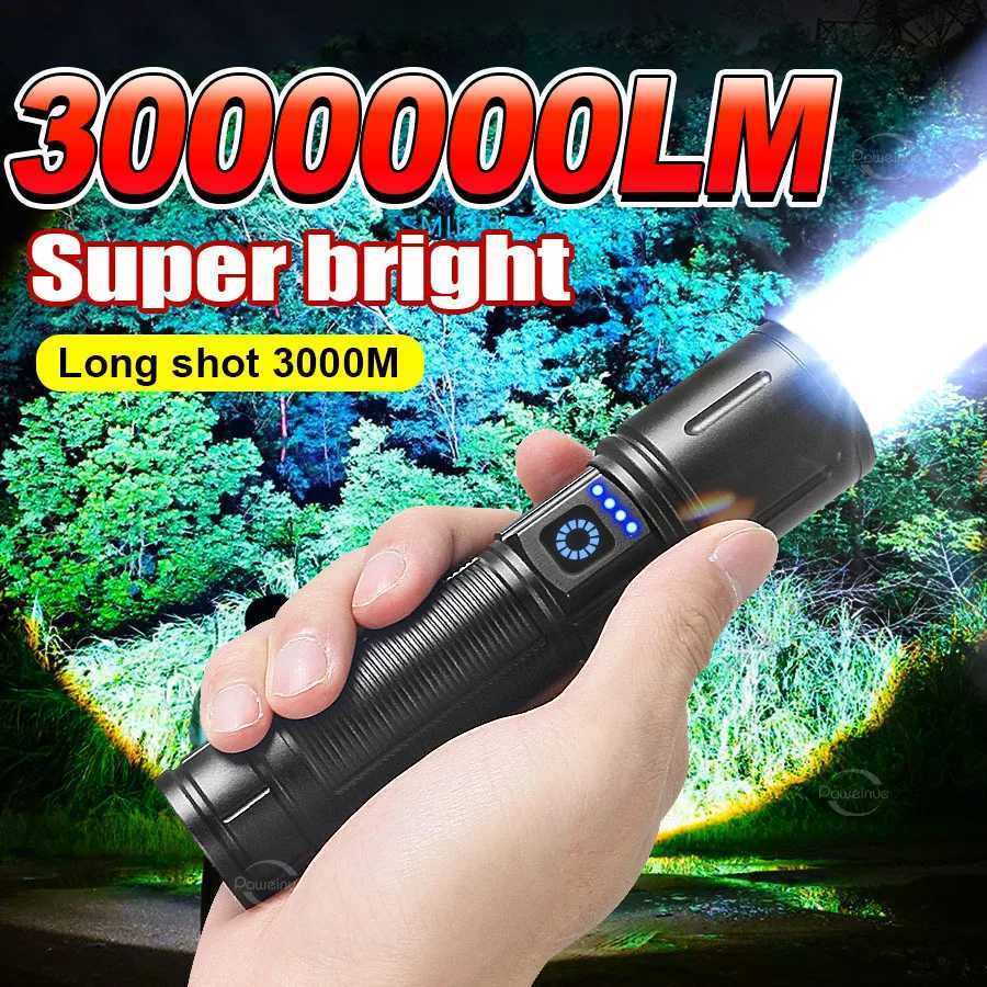 Ultra Bright Flashlight Portable Rechargeable LED Lamp High Power Tactical Lantern Waterproof Torch Outdoor Fishing Camping Lamp C250915