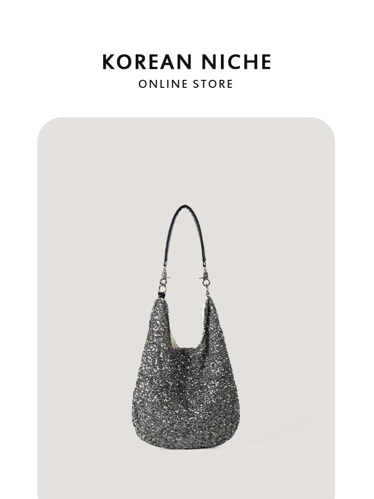 Korean-Style Niche Design Personality Fashion Sequined Tote New Style Versatile Large-Capacity Handbag Shoulder Bag For Women