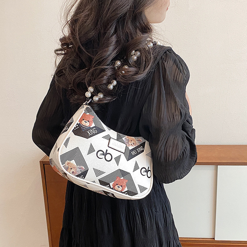 Luxury Brand Designer Bag 2025 Sanfu Pain Bag Underarm Pearl National Trend Print High-End Feel Women's Bag Fashion Versatile Single Shoulder Cro