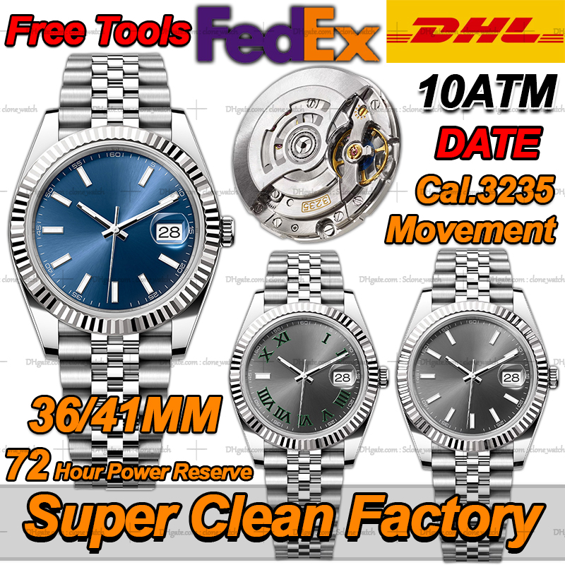 Men Watches Men Designer Watch Top Quality Date Just 41MM Super Clean Factory Luxury Watch Automatic Cal.3235 Movement Sapphire Luminous Diving Sapphire 10ATM Watch