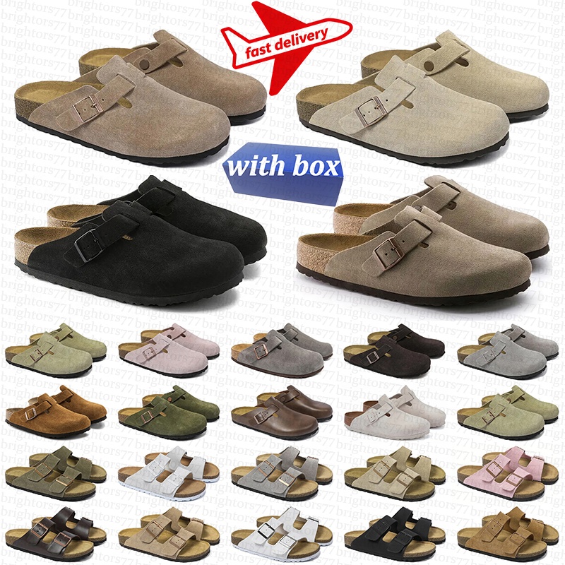 with box designer slides slippers sandals mens womens suede clogs mules shoes leather clog sandles sliders slipper