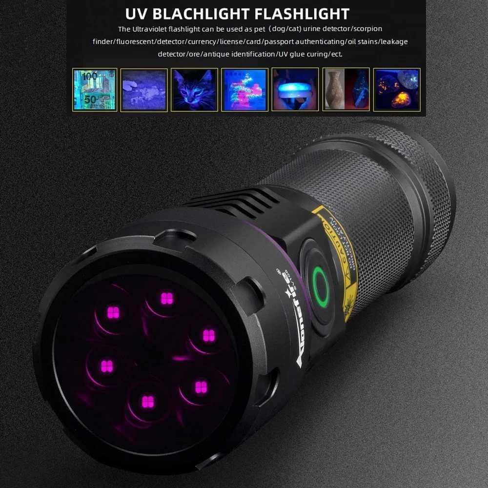 120W 365nm UV Flashlight 6Light Ultra Violet Black Light Ink Dryer Money Fluorescer Cat Dog Urine Tinea Ore Money Detector SV116 C250915