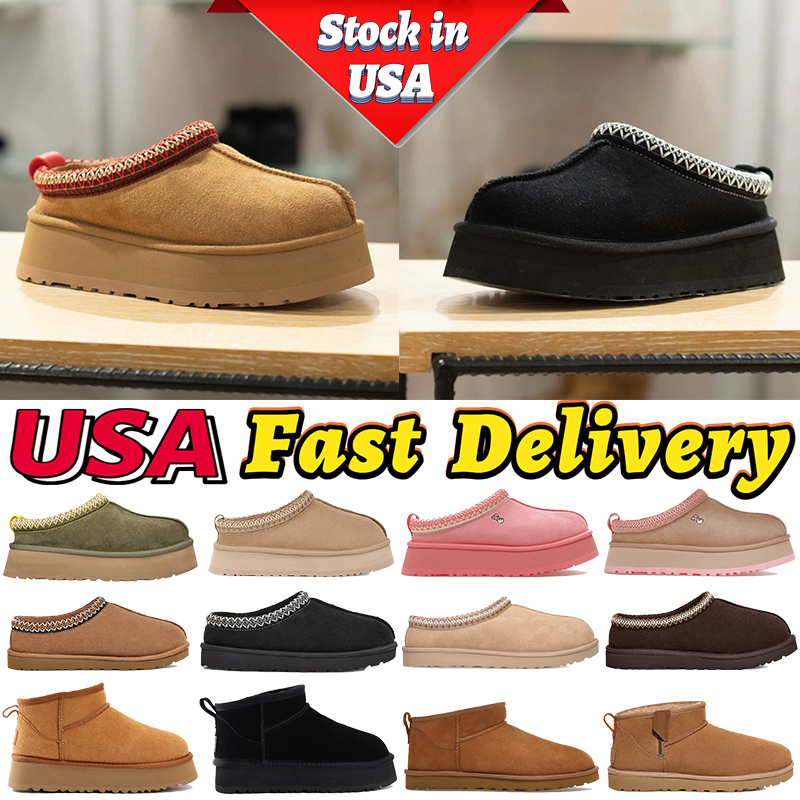 Women Boot Designer Tazz Tasman Slippers Snow Winter Sheepskin Boots Fashion Ladies Platform Fur Slipper Classic Ultra Mini Suede Wool Womens Ankle Booties US 4-15