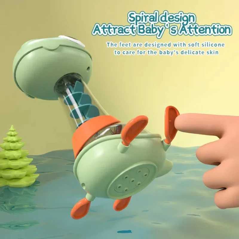Interactive Dinosaur Bath Toy Showerhead for Babies Safe Silicone Material Rolling Water Flow MultiHole Gentle Cleansing C250915