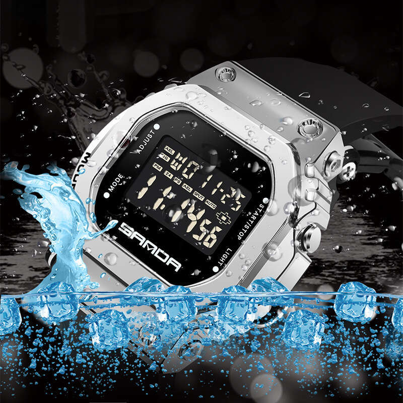 DHwatches Sanda Fashion Trend Single Movement Small Square Harajuku Style Waterproof Sports Watch with Raised Hand Light Function