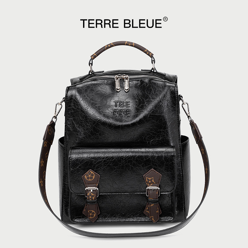 free shipping Fashion bag casual backpack versatile large capacity high-end feeling retro commuting student book bag trendy