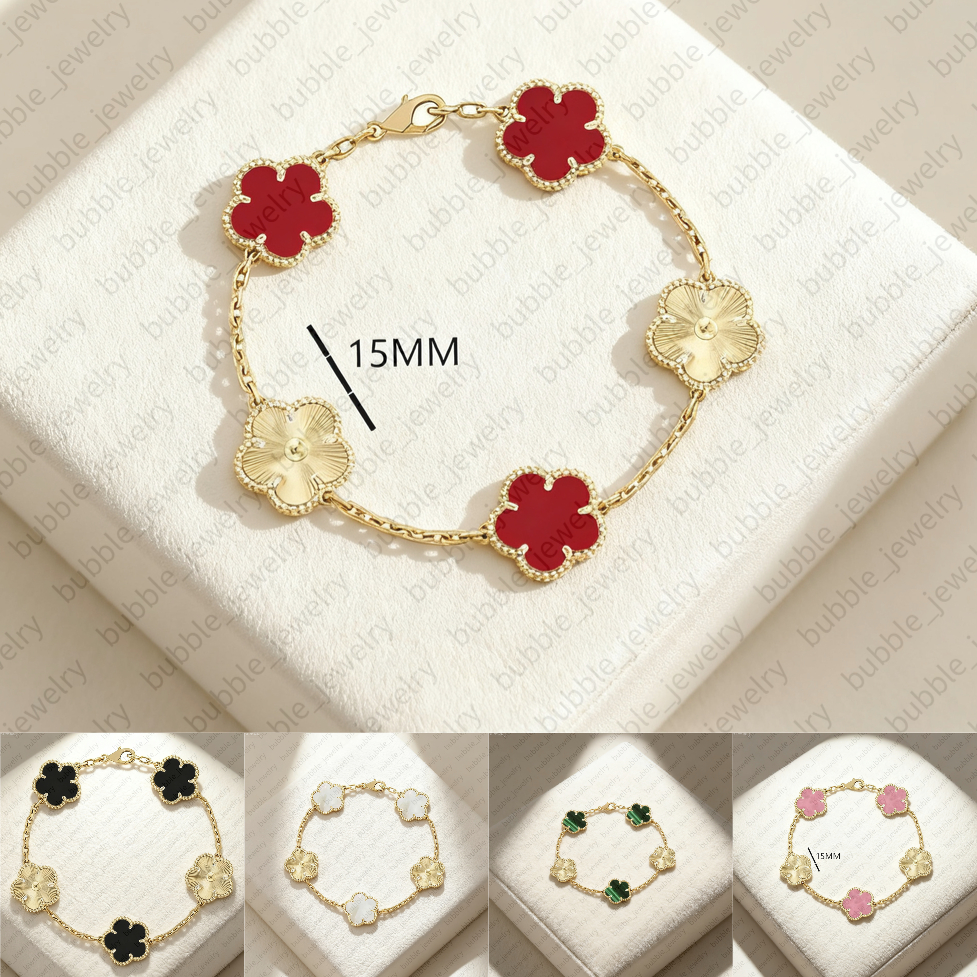 18k gold bracelet designer jewelry clover bracelet charm bracelet lucky 5 motif flower bangle 2025 fahion good luck bracelet brand name jewelry mother gifts for her