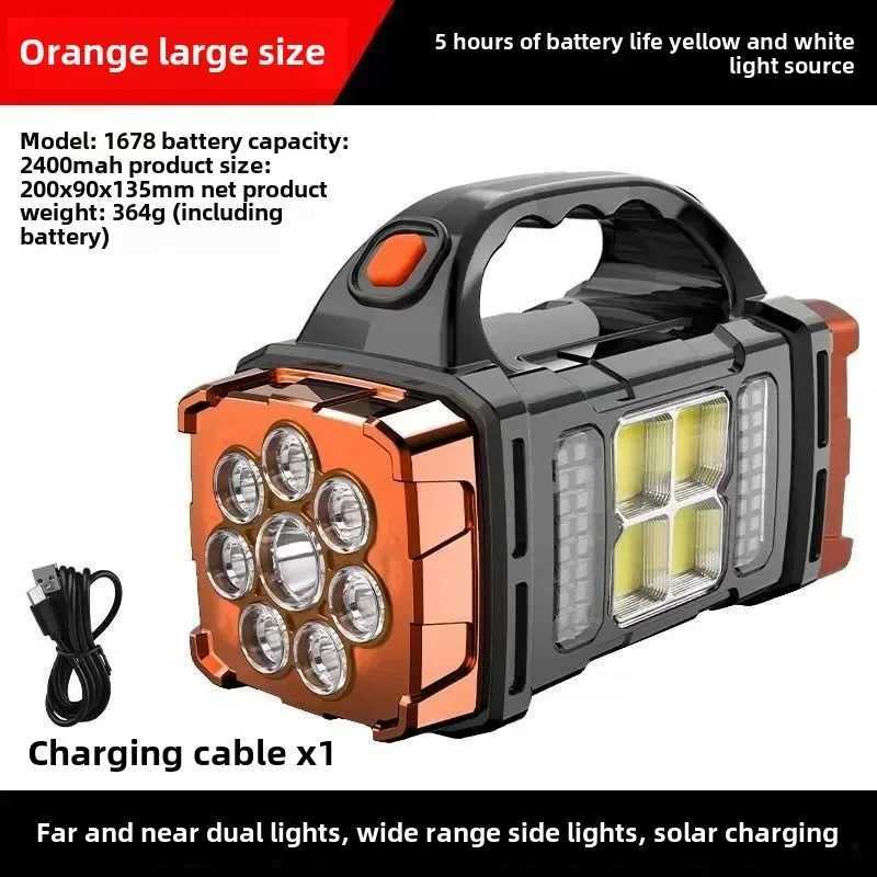 COB Multifunctional Outdoor Solar Emergency Portable Searchlight USB Rechargeable Camping Outdoor Lighting Flashlight C250915