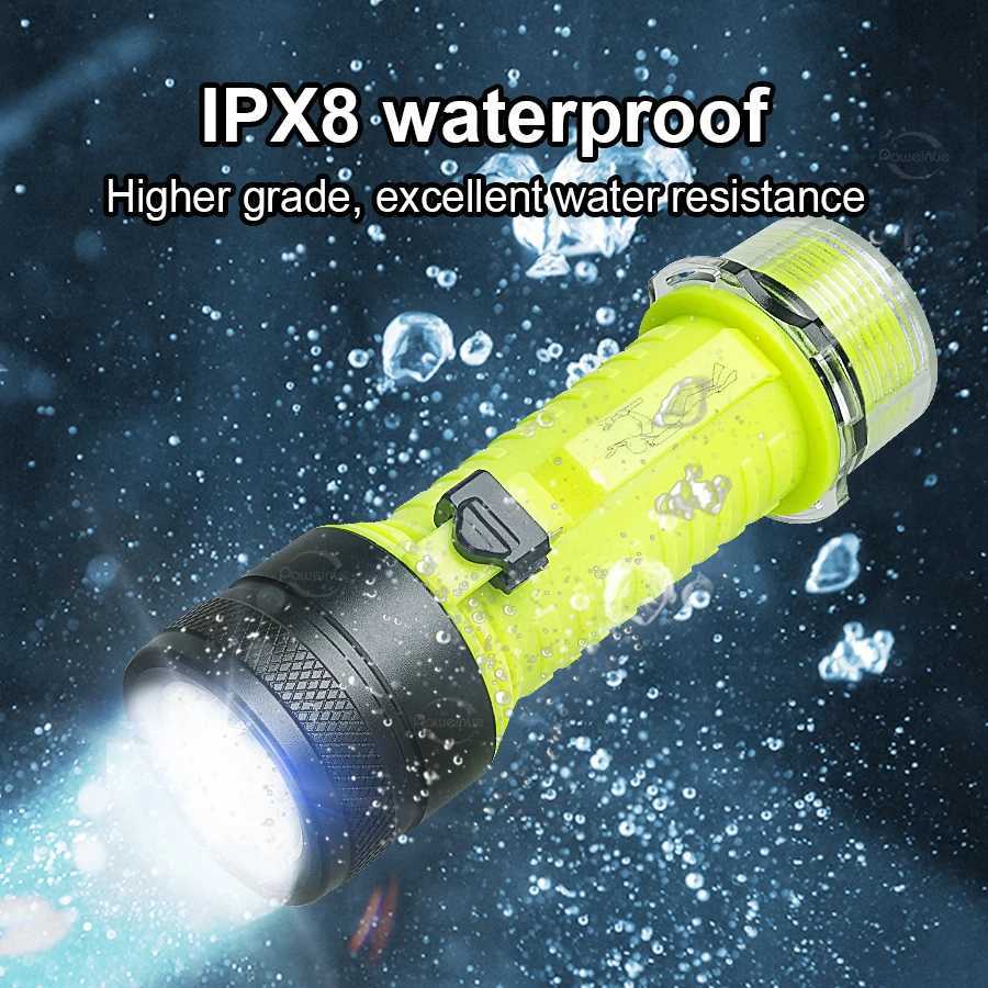 Super bright Underwater Lantern XHP190 Rechargeable Professional Diving Flashlight 18650 Diving Torch IPX8 Waterproof Lantern C250915