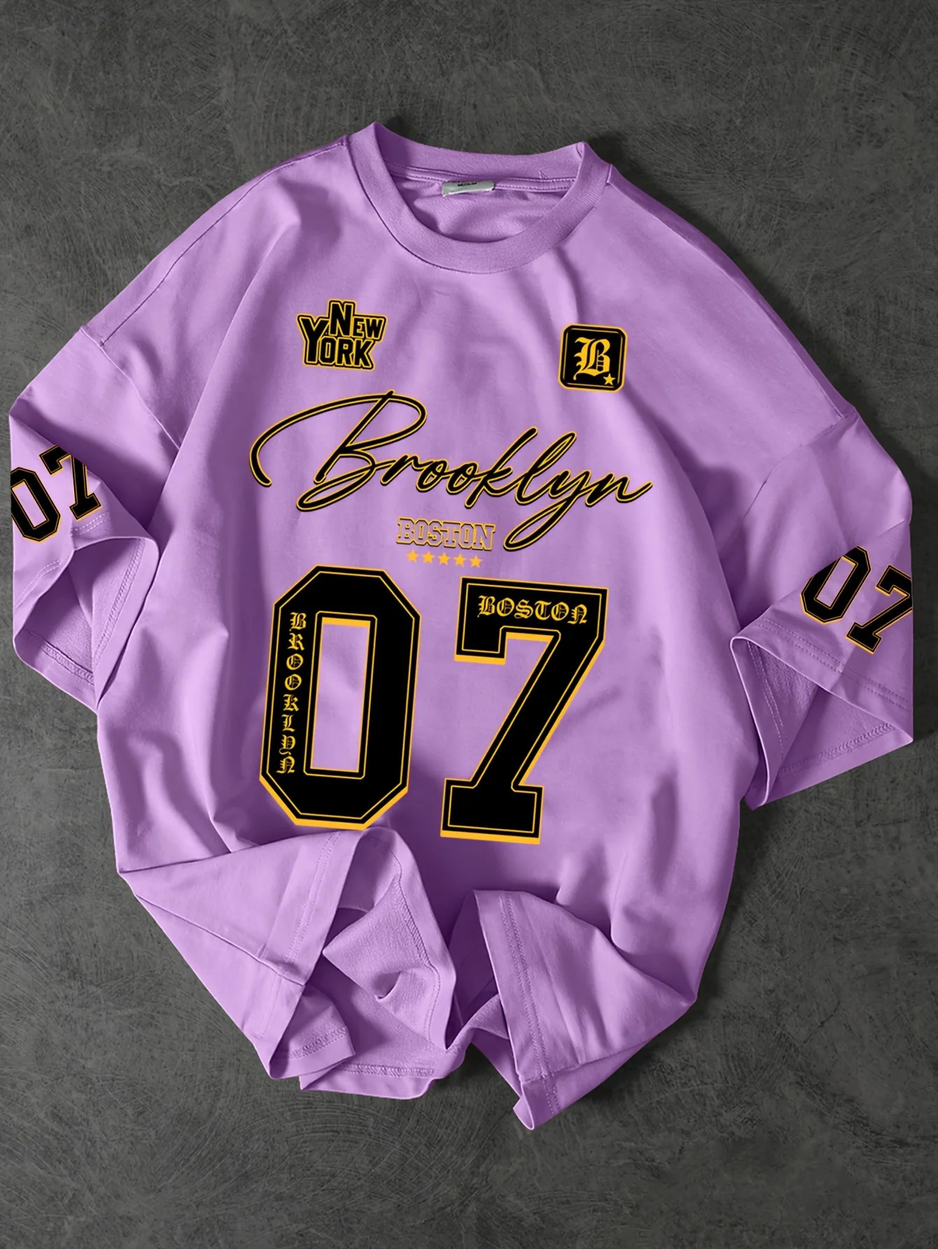 Mens Brooklyn 07 Graphic Print Summer TShirt Casual Loose Fit Short Sleeve Tee with Bold Lettering Number 250915