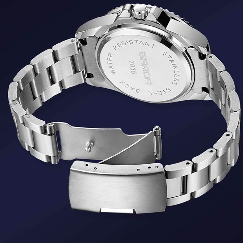 DHwatches Sanda New Steel Band Calendar Quartz Watch Simple Personality Green Water Ghost Men's Wristwatch