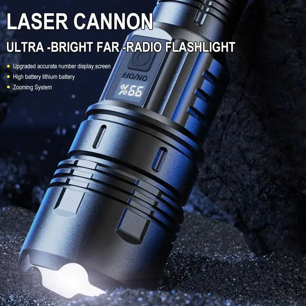 White Laser Flashlight With Power Display High Brightness Handheld Zoom Fishing Outdoor Work Telescopic Camping Ligh Light S5G1 C250915