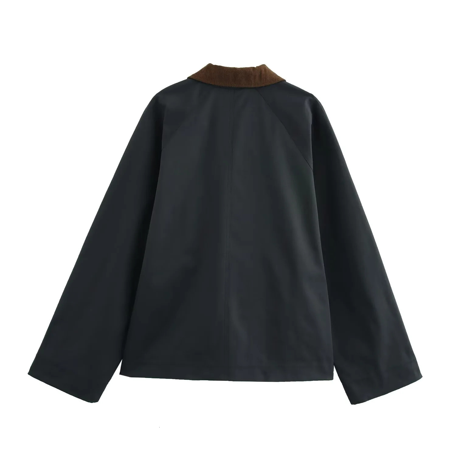 Womens Winter Fashion Versatile Loose Long Sleeve Corduroy Collar Waxed Leather Lapel Short Jacket Coat 250915