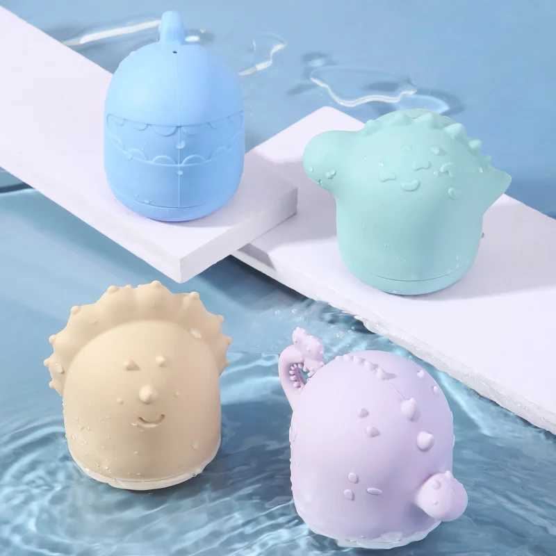 Baby Silicone Bath Toys Cute Dinosaur Cartoon Dragon Baby Silicone Puzzle Bathing Toys for Kids Bathroom Play Water Game Toys C250915