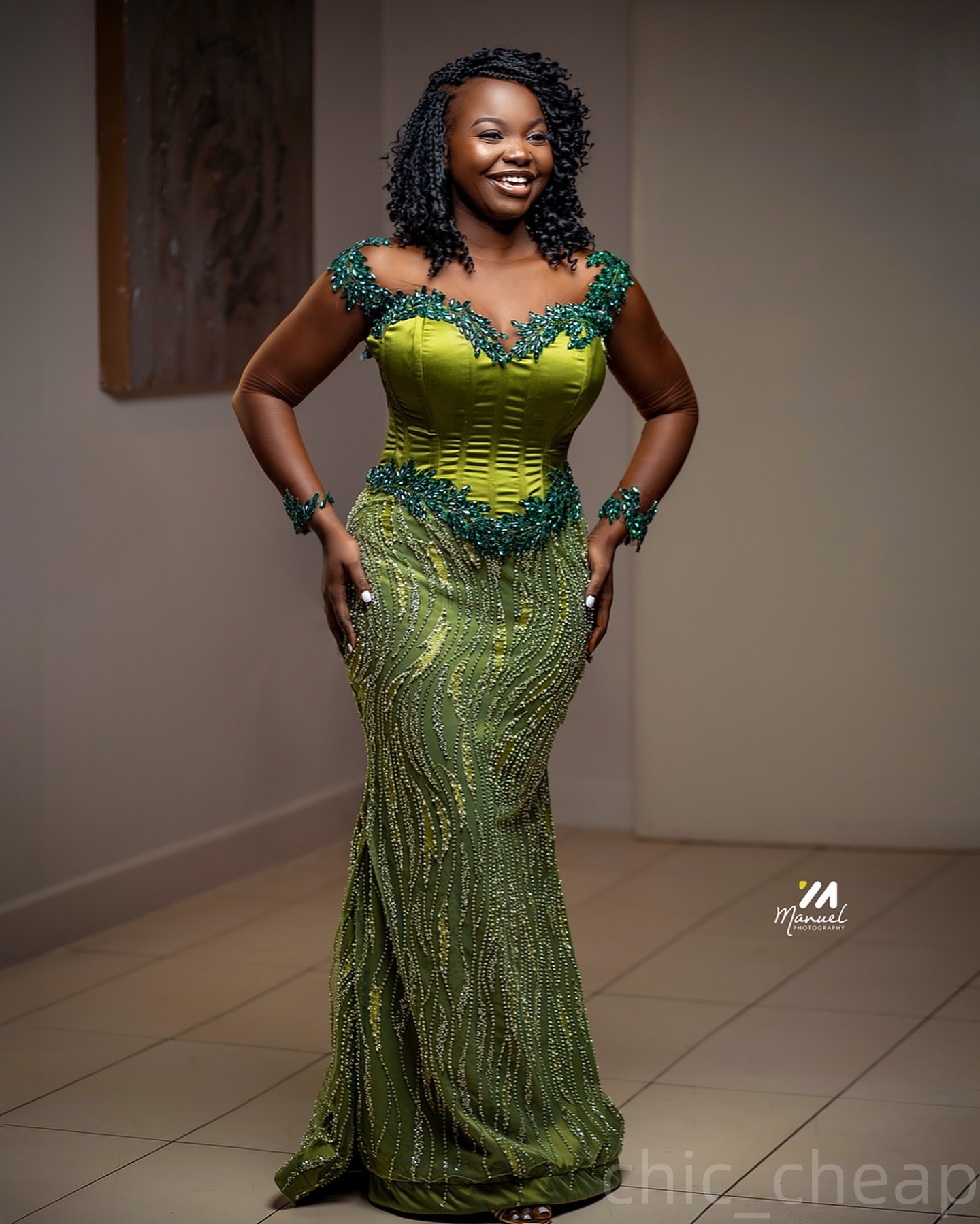 Aso Ebi Olive Green Mermaid Prom Dresses 2025 Crystals Full Sleeves Evening Formal Party Second Birthday Engagement Gowns Plus Size Dress For Special 