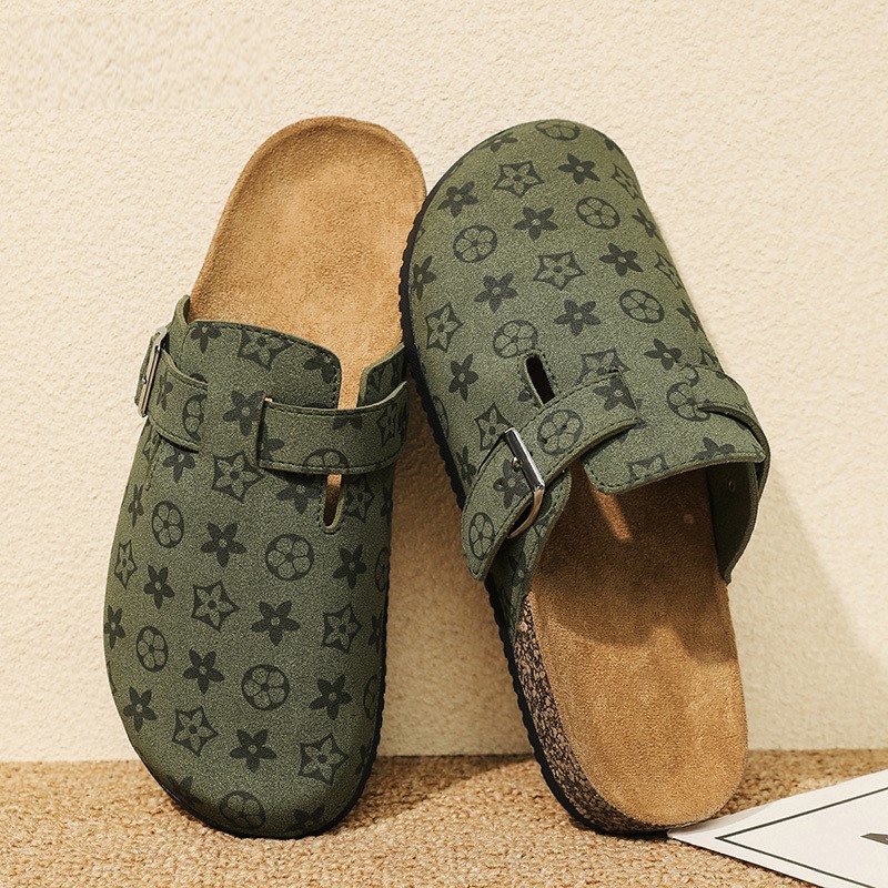 free shipping Fashionable slippers breathable anti slip trendy brand slippers men's couple style high-end feel, office and business Baotou slippe