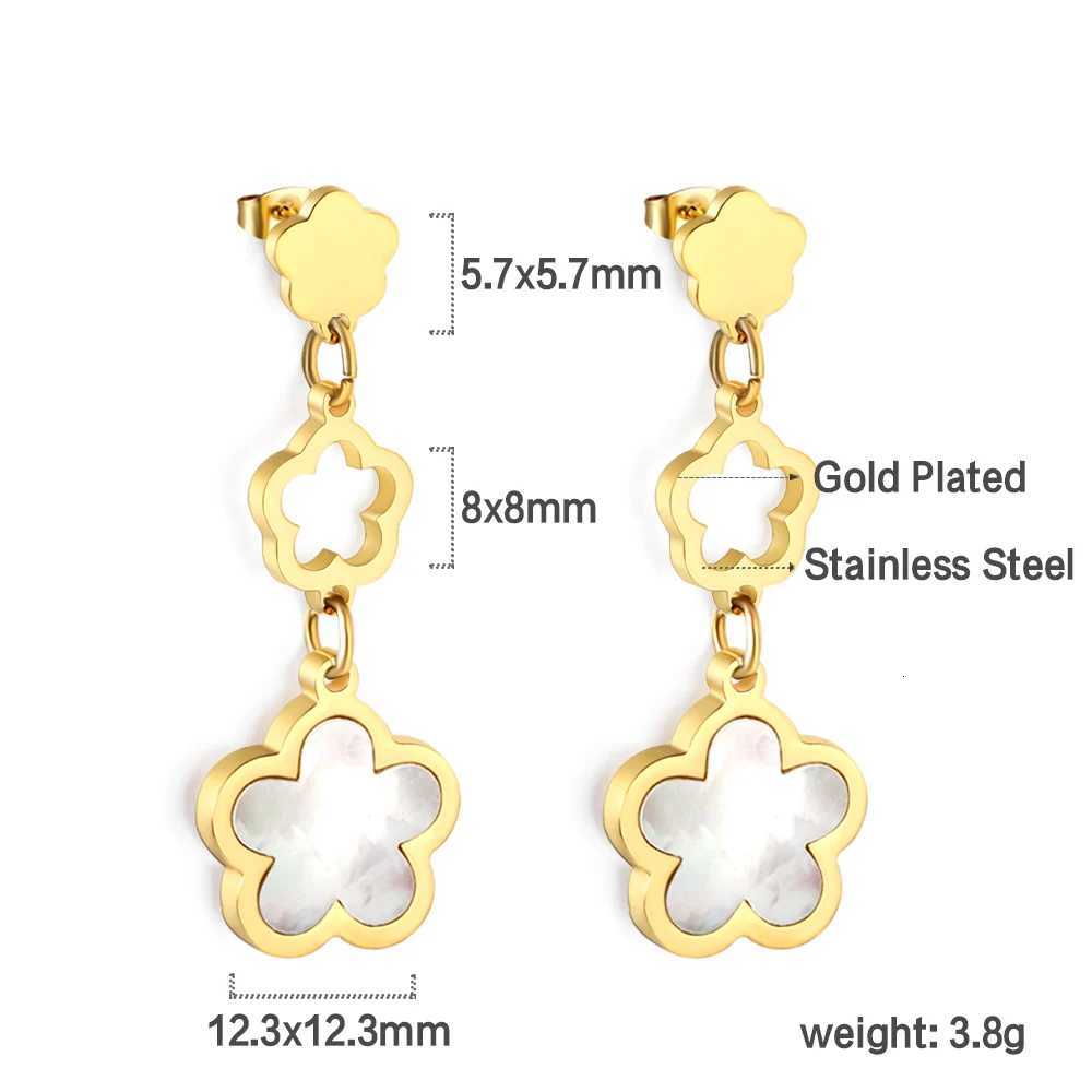 designer LUXUKIDS DripOil Five Petal Flower Charm Drop Earrings White Shell Elegant Wan Dangle Pendients for Wedding Party Jewelry S250915