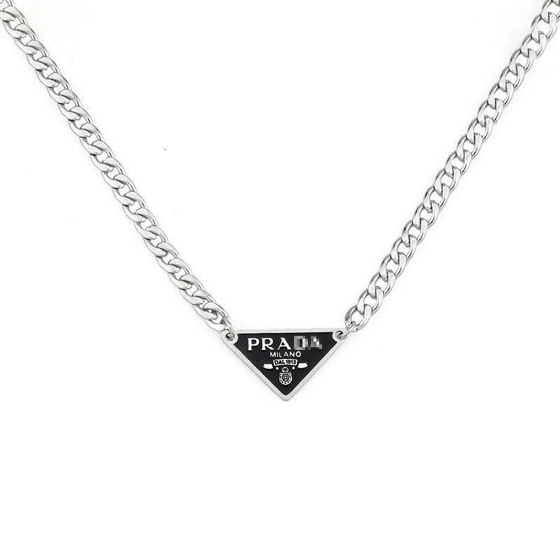 Black Letter Triangle Necklace for Women Ins Hip Hop Trendy Internet Celebrity Clavicle Disco Cuban Chain Accessories