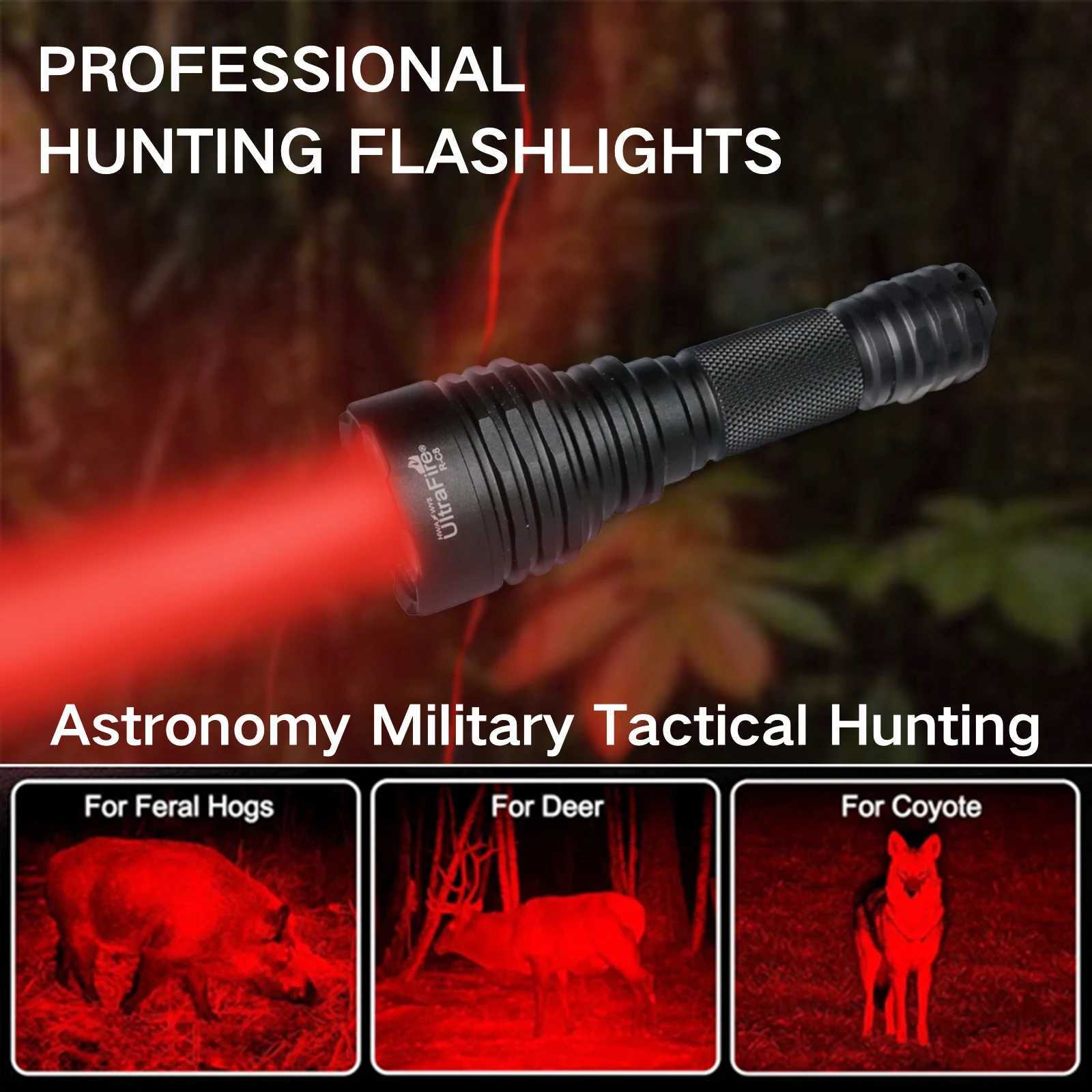 UltraFire C8 Powerful Red Light Led Flashlight 350m Focus Tactical Lantern Night Hunting Spotlight for Coyote Hogs Rabbit Torch C250915