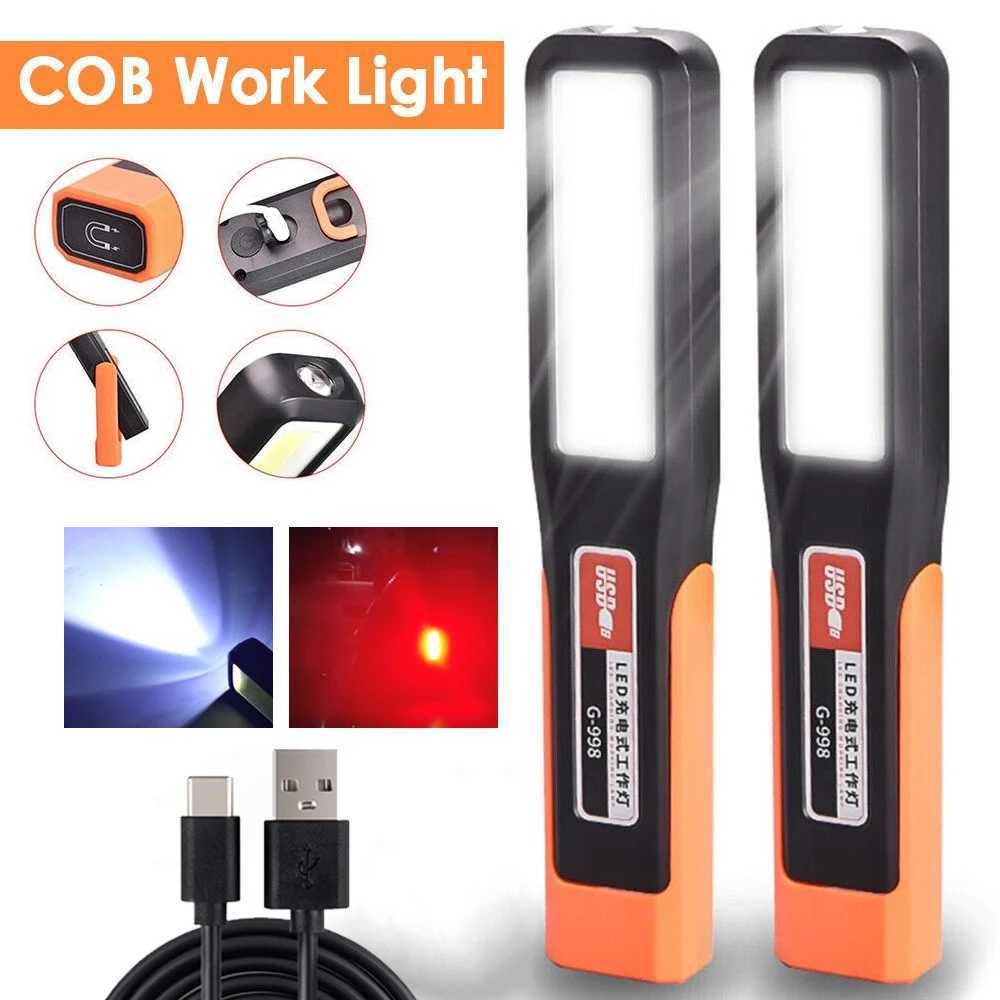 LED work light with magnet maintenance lighting flashlight Car Garage Mechanic Lamp charging COB car maintenance light with hook C2509151